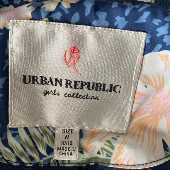 Urban Republic Sateen Girls Size M(10/12) Floral Botanical Printed Bomber Jacket - Picture 10 of 12